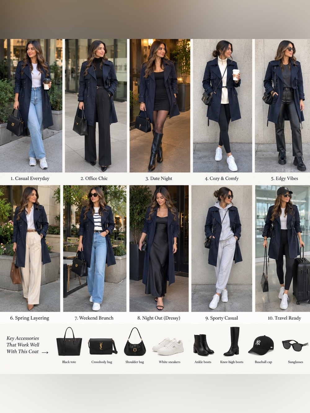 Zara Navy Trench Coat